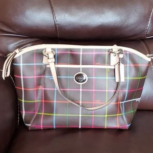 Brown Coach Plaid Purse